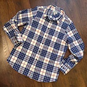 LL Bean Flannel Cotton Plaid Shirt Ladies Medium
